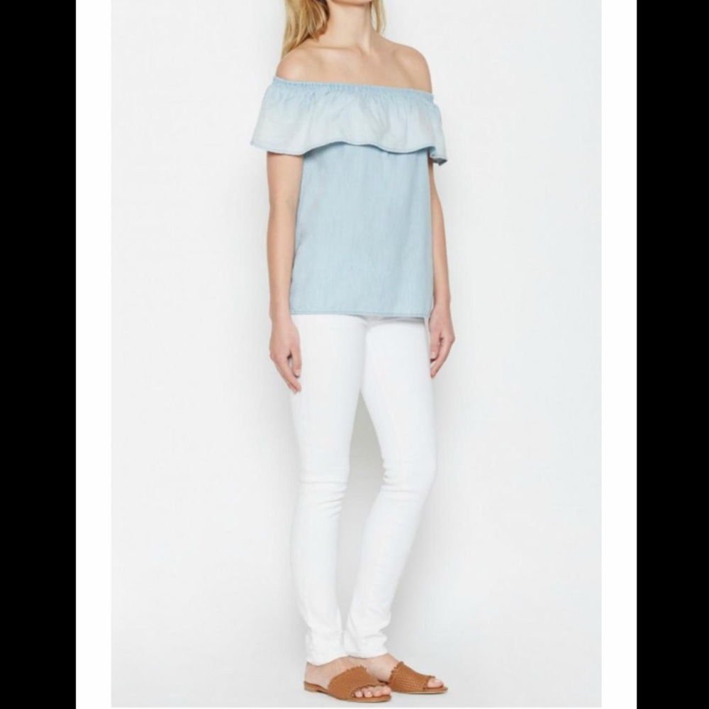 JOIE VILMA DENIM RUCHED TOP - Picture 4 of 6